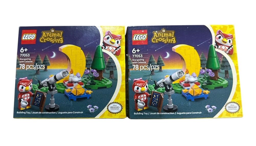 Lot of 2 LEGO Animal Crossing 77053 Stargazing with Celeste 78pc New Sealed